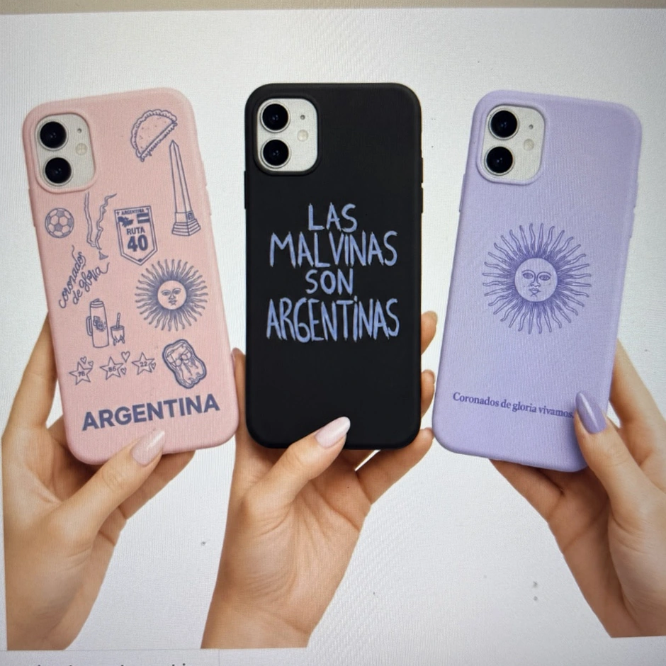 Fundas con diseños de Argentina, Malvinas y Sol de Mayo