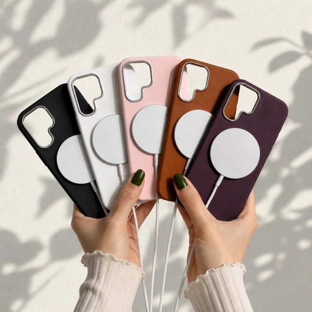 Fundas MagSafe negras, blancas, rosas, marrones y violetas